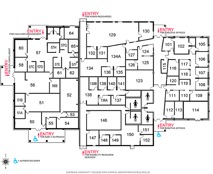 Administration Building floor plan at Glendale Community College.