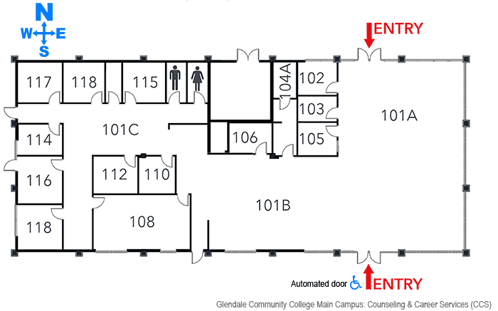 Floorplan Building Counseling & Career Services Center at Glendale Commmunity College