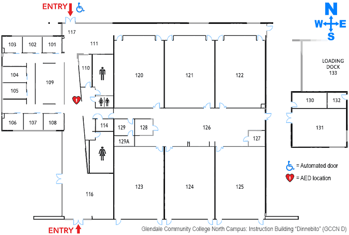 Dinnebito building floorplan at Glendale Community College North Campus