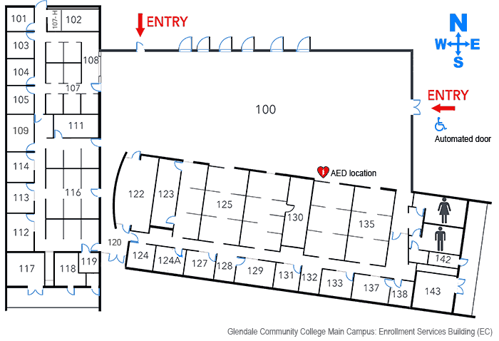 Enrollment Center Building floorplan at Glendale Community College 