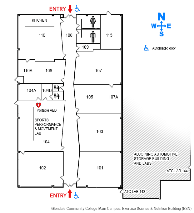 Floorplan Building Exercise Science & Nutrition at Glendale Commmunity College