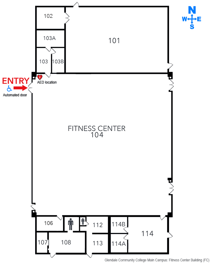 Fitness Center building floorplan at Glendale Community College