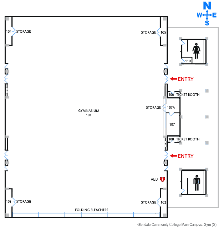 Floorplan Building Gymnasium at Glendale Commmunity College