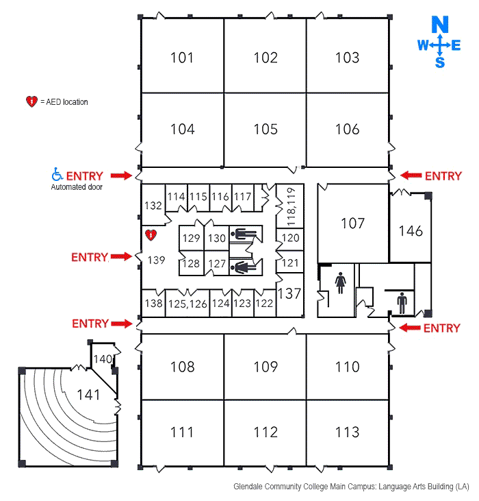 Floorplan Building Language Arts at Glendale Commmunity College