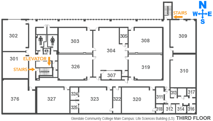 Life Science building floorplan floor 3 at Glendale Community College