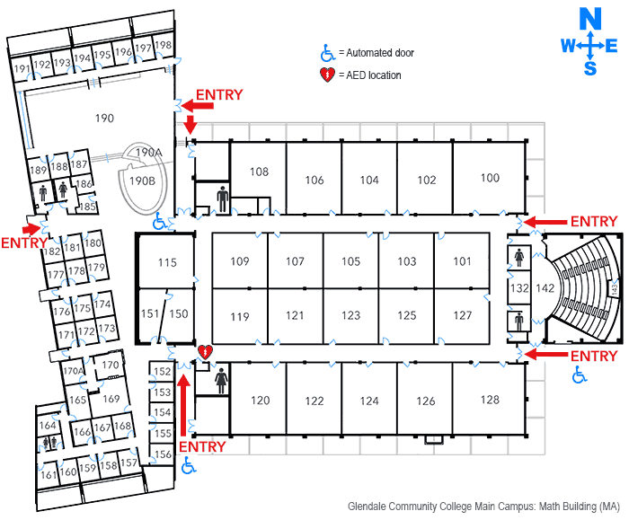 Math building floorplan at Glendale Community College