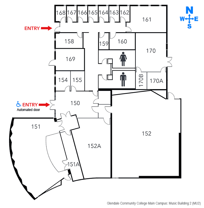 Floorplan Building Music 2 at Glendale Commmunity College