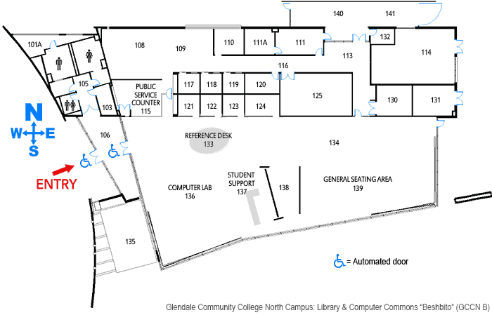 Beshbito building floorplan at Glendale Community College North Campus