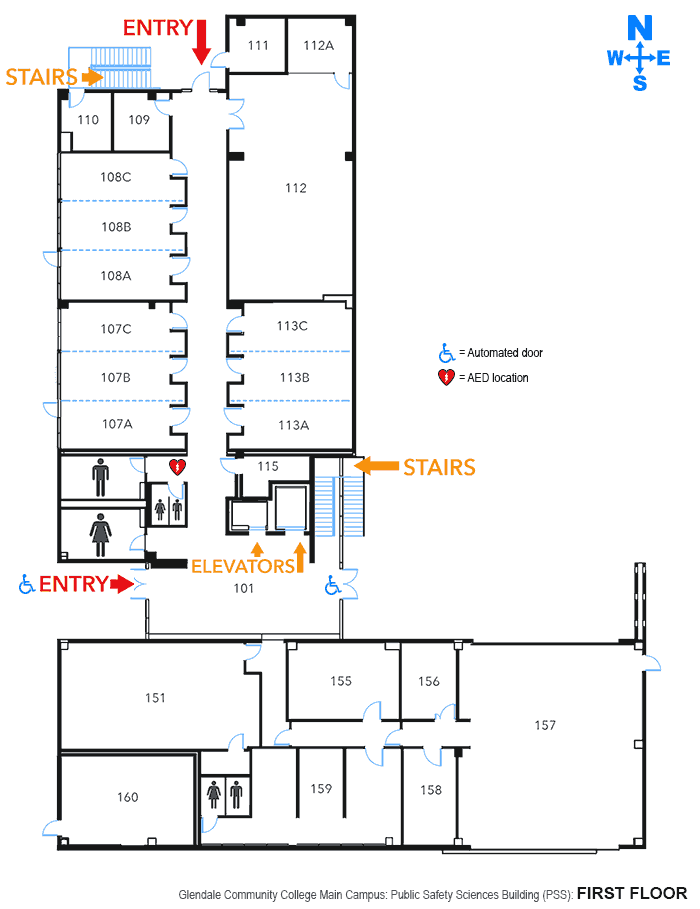 Public Safety Sciences building floorplan floor 1