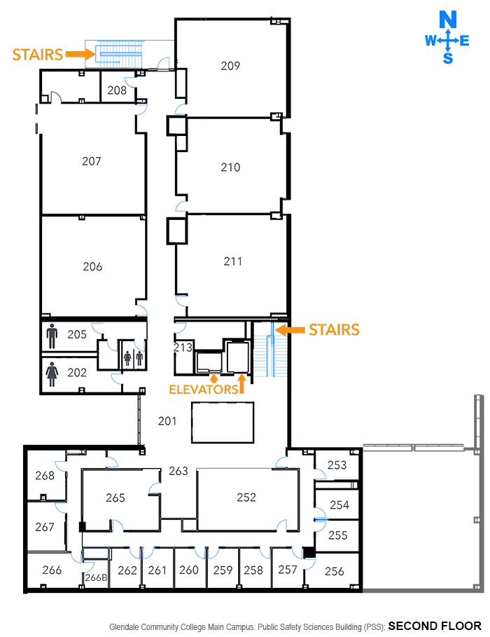 Public Safety Sciences building floorplan floor 2