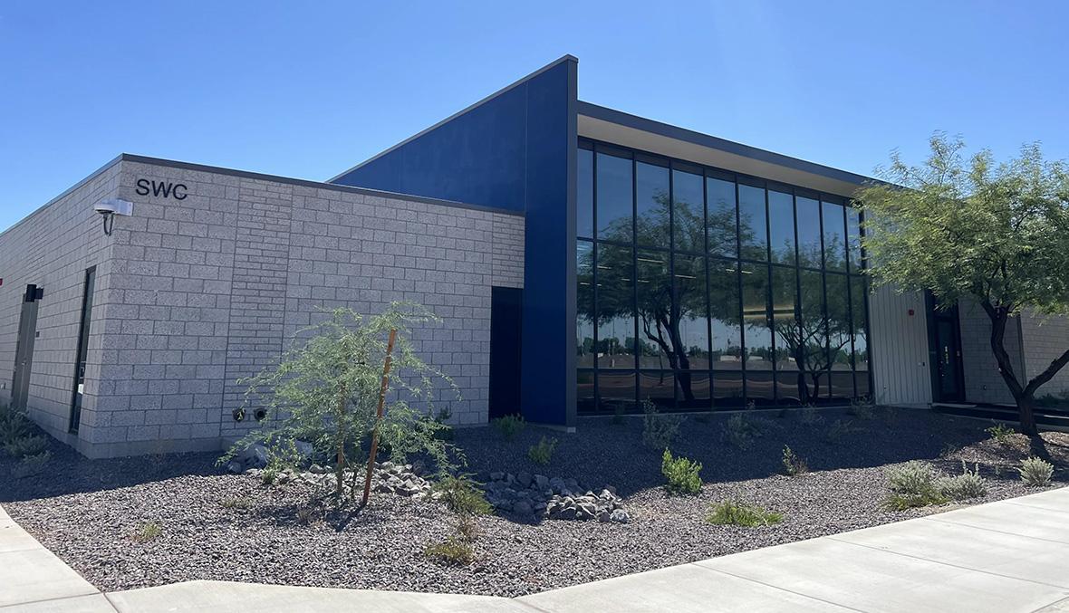 A picture of the exterior of the SWC (STEAMworks Center) building.
