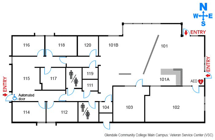 Veteran Services building floorplan at Glendale Community College