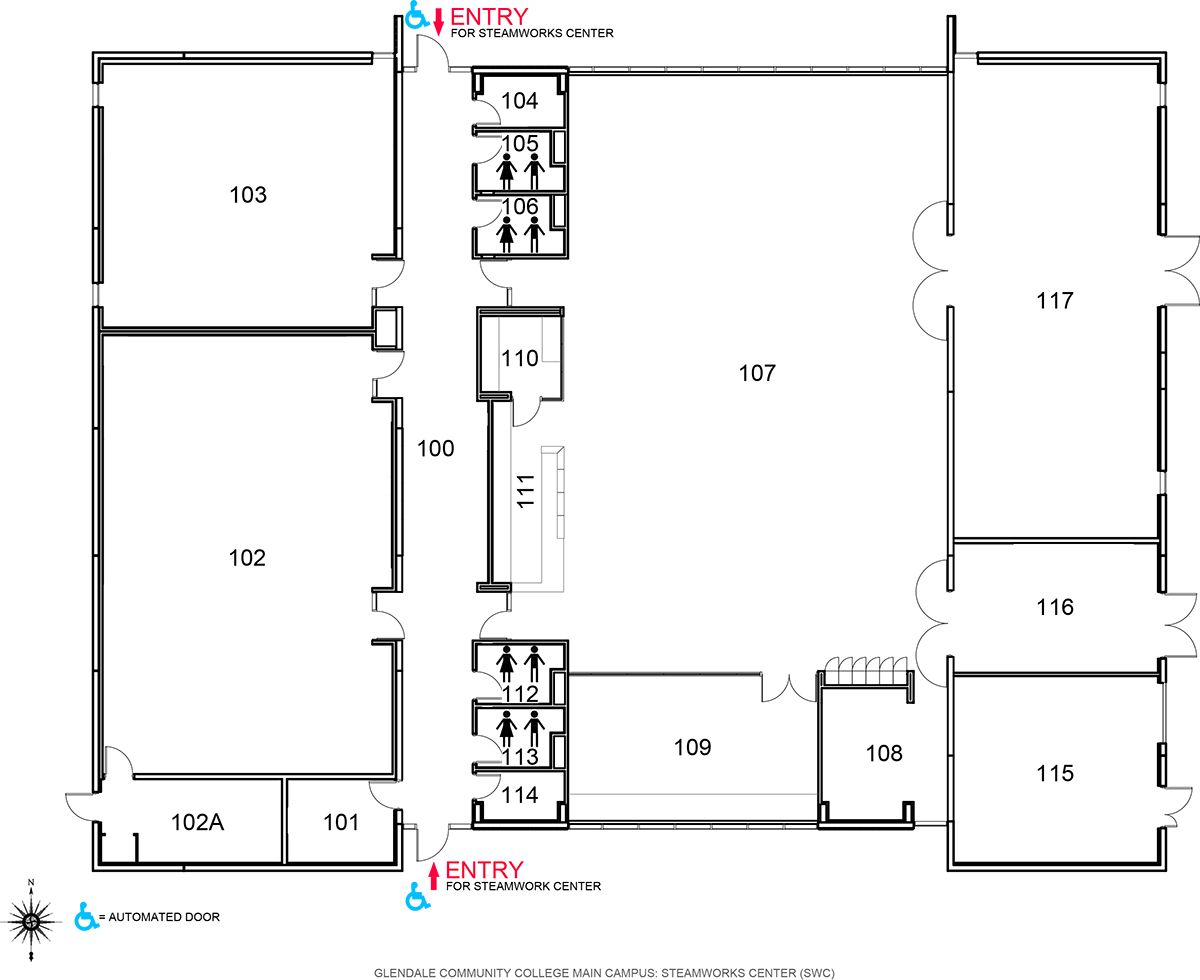 Floor plan of the STEAMworks center building.