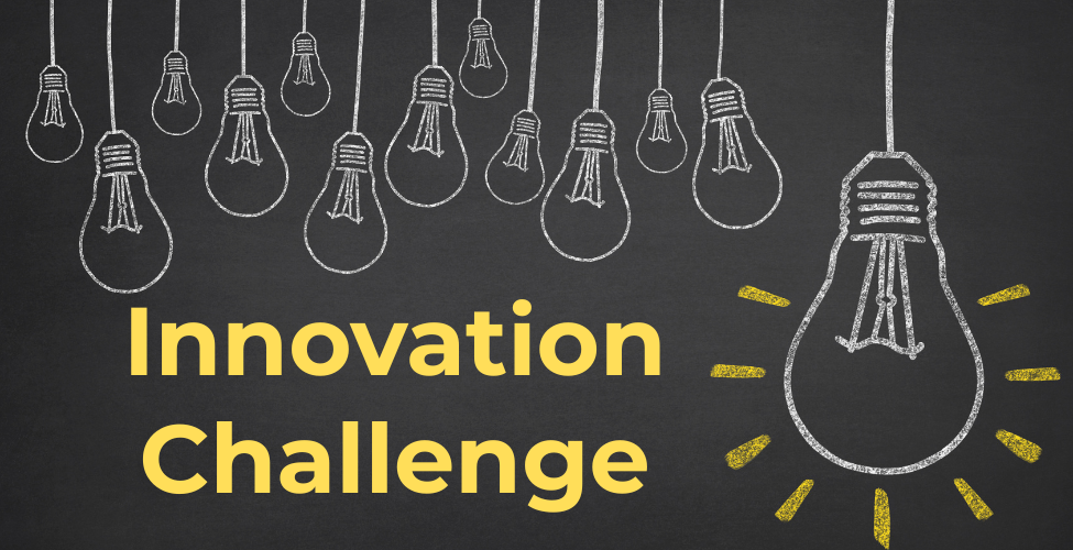 Chalk drawing of light bulbs with the words Innovation Challenge