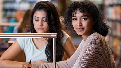 Female students studying.