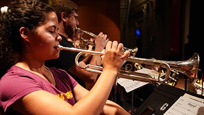 GCC Music students playing the trumpet.