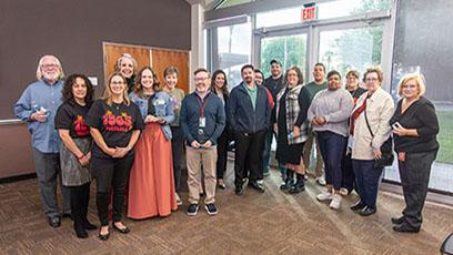 GCC faculty and staff receiving Gaucho Globe awards 