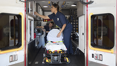 Paramedic in an ambulance