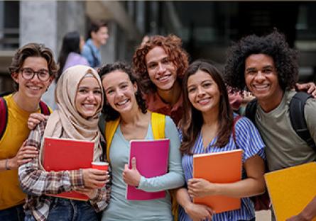 Diverse college students on campus