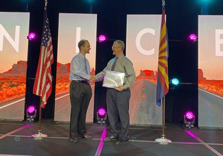 Chad Stroot, GCC Cyber Graduate, Martin Bencic, GCC Cybersecurity Program Director. Receiving the CAE designation for GCC.