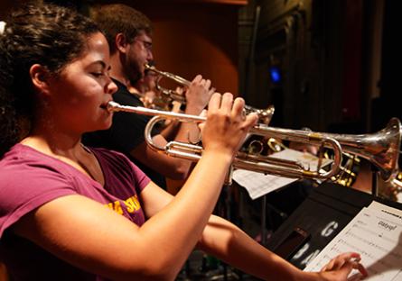 GCC Music students playing the trumpet.