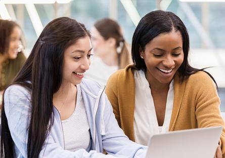 Female college students studying.