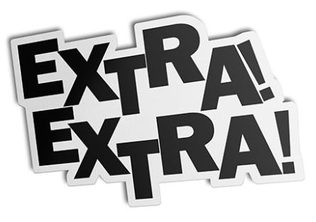 The words "Extra Extra!" in News type font