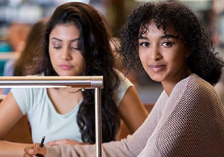 Female students studying.