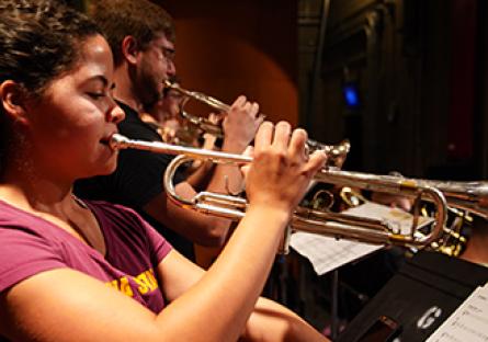 GCC Music students playing the trumpet.