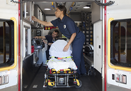 Paramedic in an ambulance