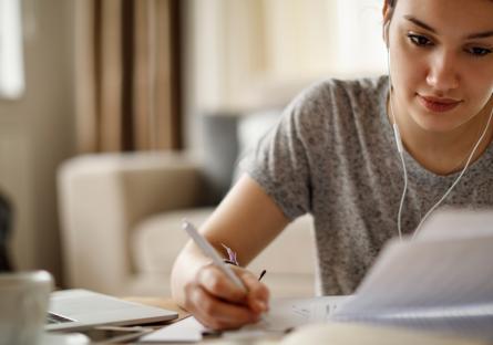 Student studying at home