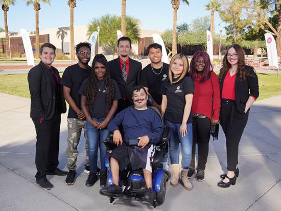 Students and Student Services employees on the Center Mall