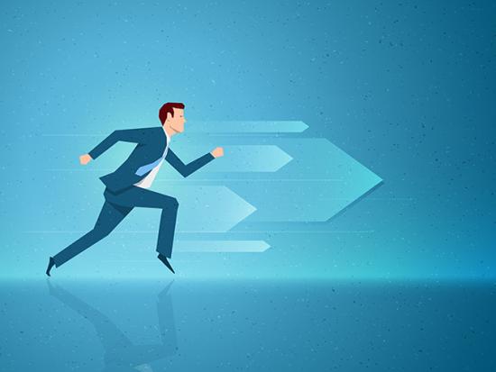 Business man running, concept vector illustration