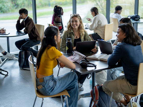 Students hanging out on campus.
