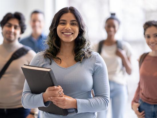 Smiling students on campus