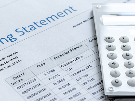 Medical bill and a calculator