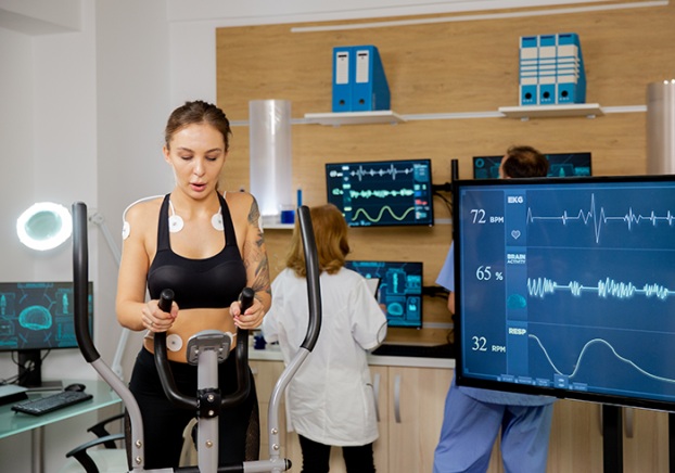 Female athlete participating in fitness testing.