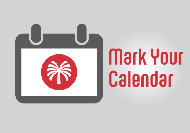 Image of a calendar with the words Mark Your Calendar in red with a gray background.