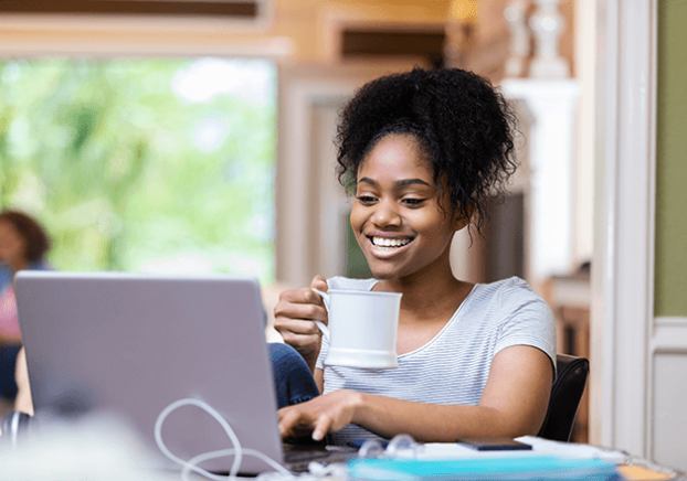 Student studying remotely