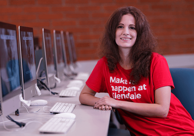 Image of GCC student in the computer lab