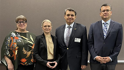 Pictured from left to right: Dr. Hernandez, Dr. Britt, Ambassador Beteta, and Representative Rivero. 